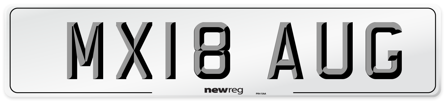 MX18 AUG Number Plate from New Reg